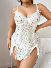 Mesh Printed Pastoral Flower Lace Pajamas