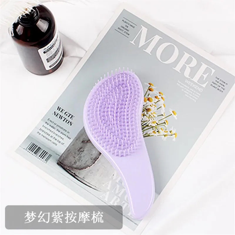 Magic Anti-static Hair Brush Handle Tangle Detangling Comb Shower Electroplate Massage Comb Salon Hair Styling Tool