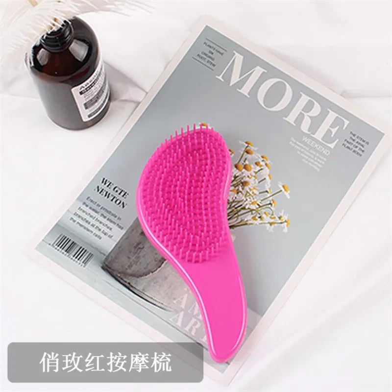 Magic Anti-static Hair Brush Handle Tangle Detangling Comb Shower Electroplate Massage Comb Salon Hair Styling Tool