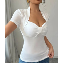 Plus Size V Neck Women T-Shirt Casual Short Sleeve Slim Fit Tops Spring Autumn Fashion Simple Elegant Basic Solid Shirt Bodysuit
