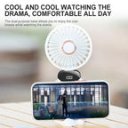 Foldable Neck Hanging Mini Fan, Portable 5 Speed USB Rechargeable Handheld Fan with Display Screen Phone Stand, 1800mAh