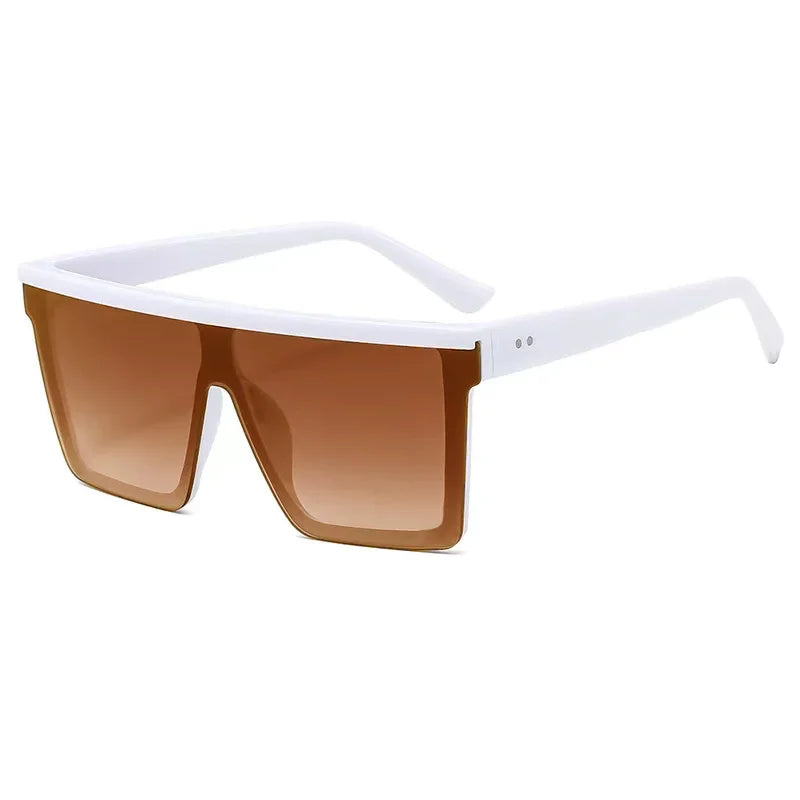 Classic White Gradient Square Sunglasses Women Fashion Retro Night Vision Drivers Goggle Men Big Frame Travel Cycling Eyewear