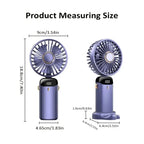 Foldable Neck Hanging Mini Fan, Portable 5 Speed USB Rechargeable Handheld Fan with Display Screen Phone Stand, 1800mAh