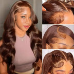 #4 Chocolate Brown Body Wave Wig 46 Inches Remy Hair 13x4 13x6 HD Transparent Lace Frontal Wigs Human Hair Pre Plucked With Baby Hair For Women