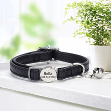 PU Leather Personalized Cat Collar Quick-Release Cats Collars Necklace Free Engraved Pet ID Name Collars Adjustable for Cats