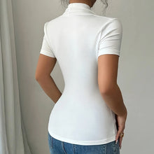 Plus Size V Neck Women T-Shirt Casual Short Sleeve Slim Fit Tops Spring Autumn Fashion Simple Elegant Basic Solid Shirt Bodysuit