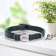 PU Leather Personalized Cat Collar Quick-Release Cats Collars Necklace Free Engraved Pet ID Name Collars Adjustable for Cats