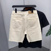 Luxury 2025 Summer New Men's Wenzhou Slim-fitting Small Feet Embroidered Simple White Elastic Five-point Denim Shorts Jean Homme