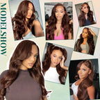 #4 Chocolate Brown Body Wave Wig 46 Inches Remy Hair 13x4 13x6 HD Transparent Lace Frontal Wigs Human Hair Pre Plucked With Baby Hair For Women