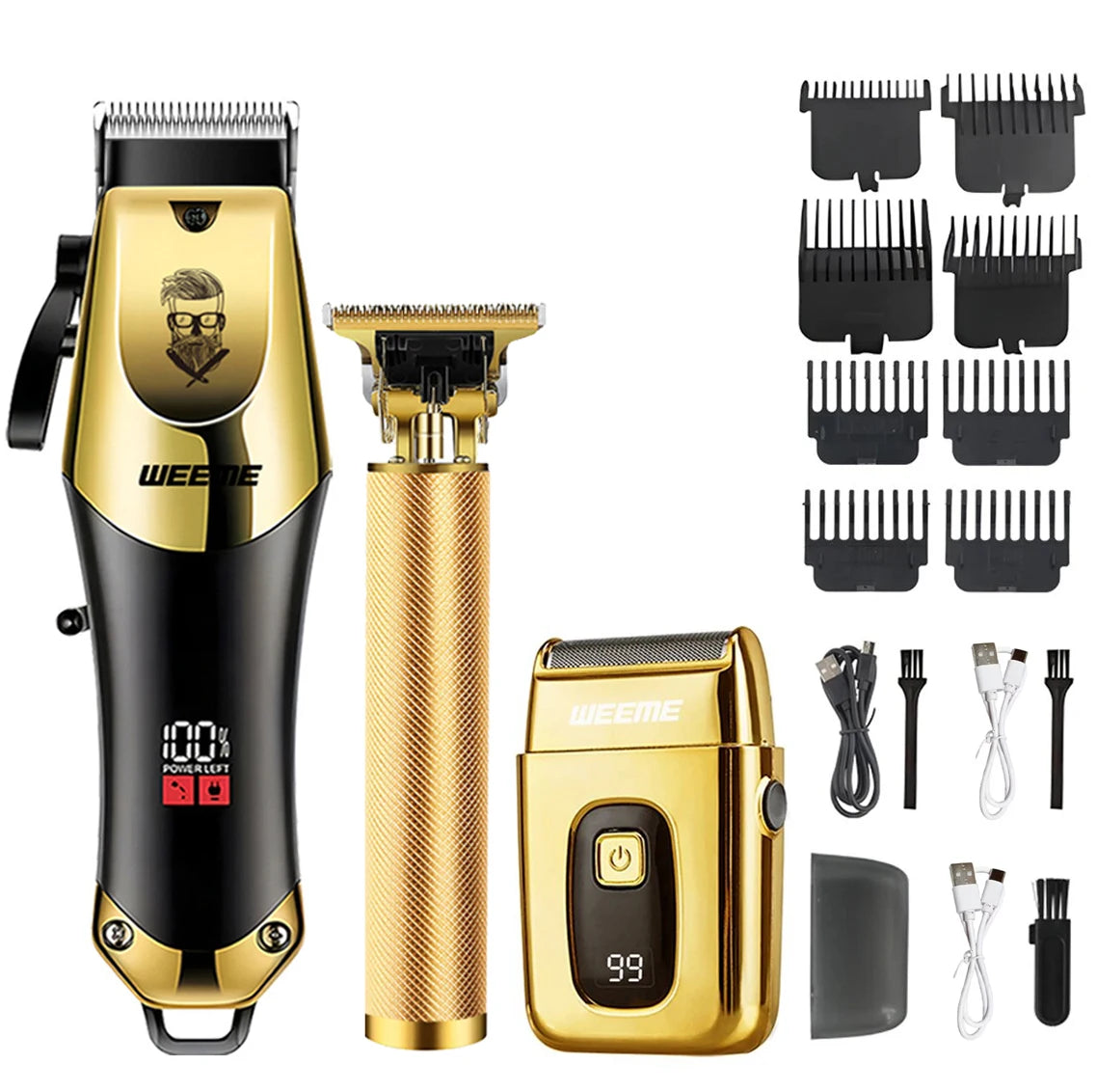 T9 Vintage Men's Electric Hair Clipper Beard Trimmer/Rechargeable Hair Cutting Machine With Nose Hair Trimmer Kit Boyfriend Gift