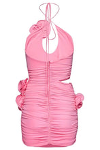 Jessica Bara Calista Ruched Rose Mini Dress