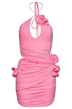 Jessica Bara Calista Ruched Rose Mini Dress